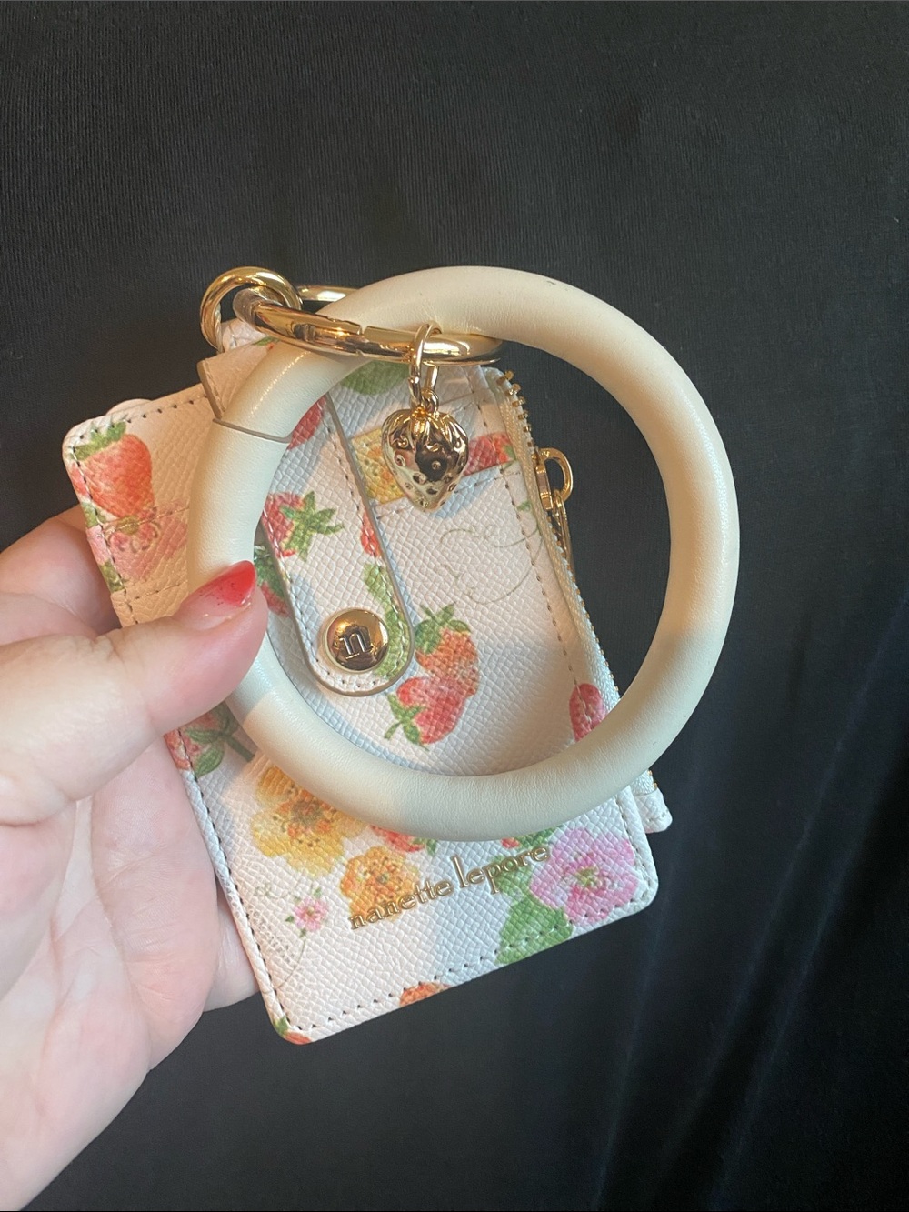 strawberry card holder keychain
